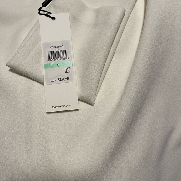 White Calvin Klein Neck Tie Sheath Dress - Picture 7 of 8